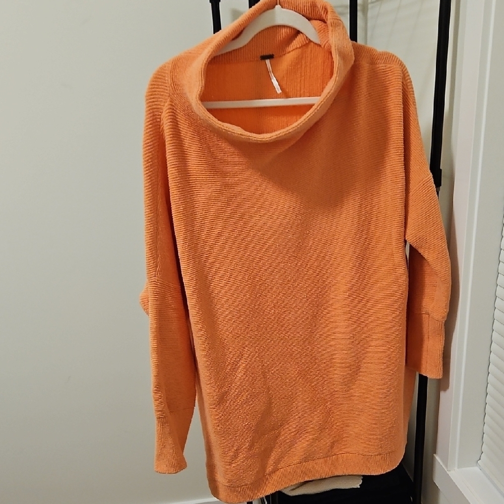 Free People Peach Cowl Neck Sweater